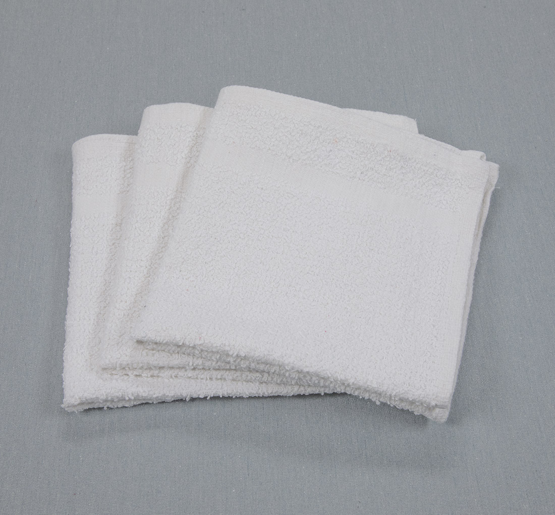 Oxford Silver 12 x 12 White Open End Cotton / Poly Wash Cloth 1 lb. -  12/Pack