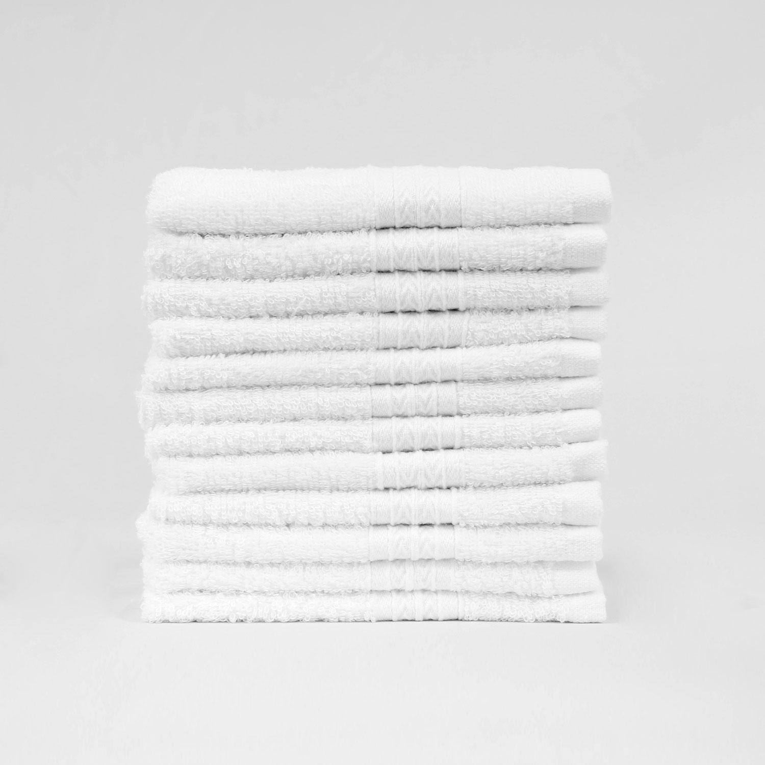 Stack of 13x13 Premium White Washcloths