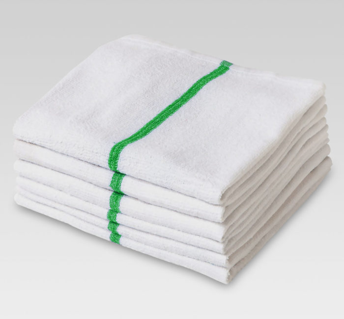 Atlas Cotton Bar Mops Kitchen Towels, GREEN Stripe, 100% Cotton