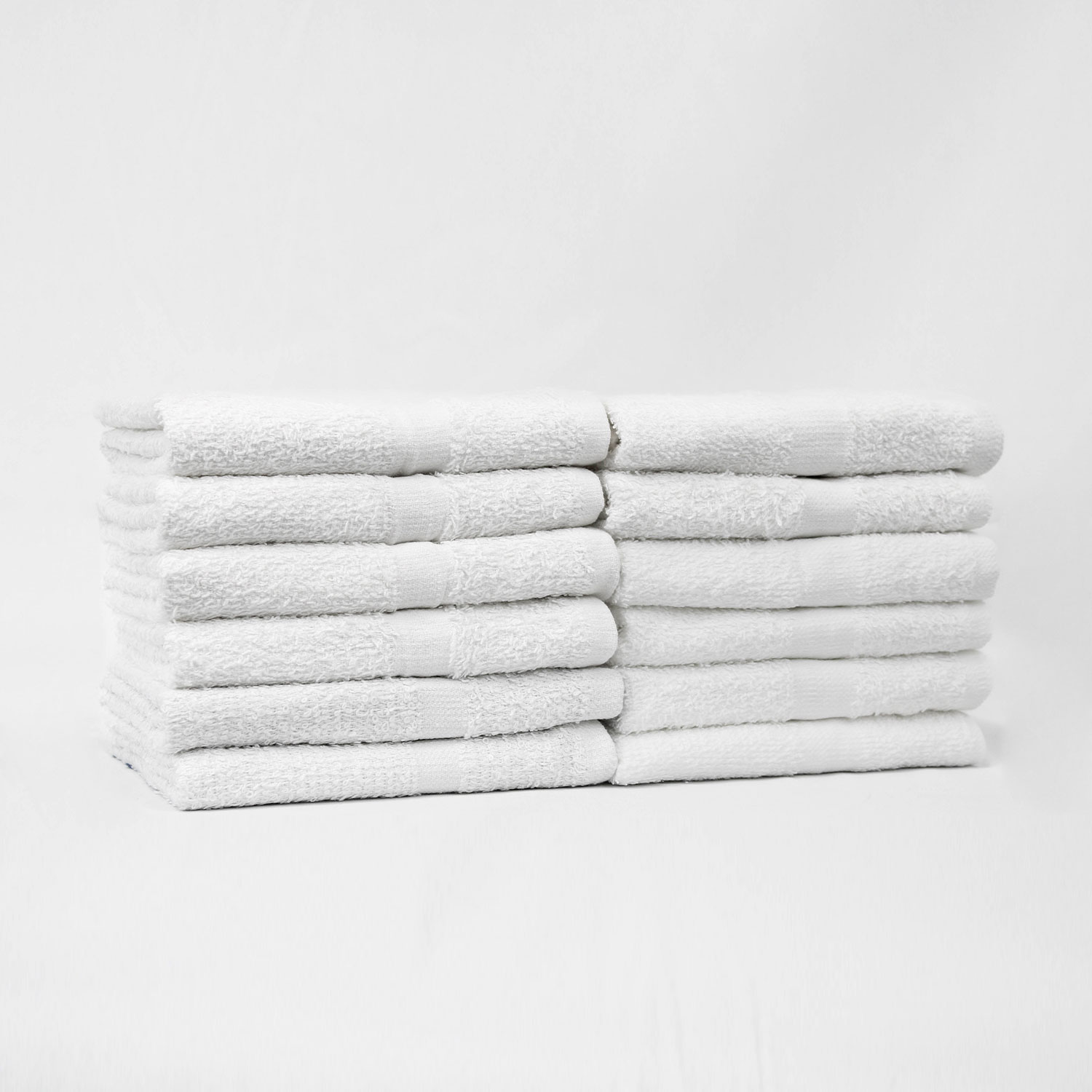 Stack of 16x27 Economy White Hand Towels