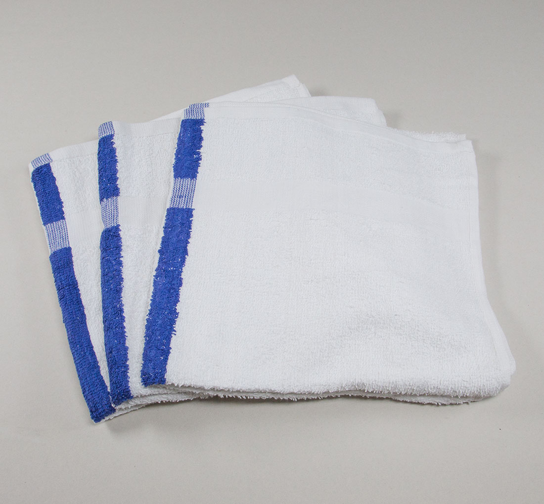 Blue Center Stripe 120 White Towels Bulk – Economical Cheap Towels(22x44) –  Lightweight & Absorbent Towels in Bulk for Gym, Bath, Salon & Pool Towel 