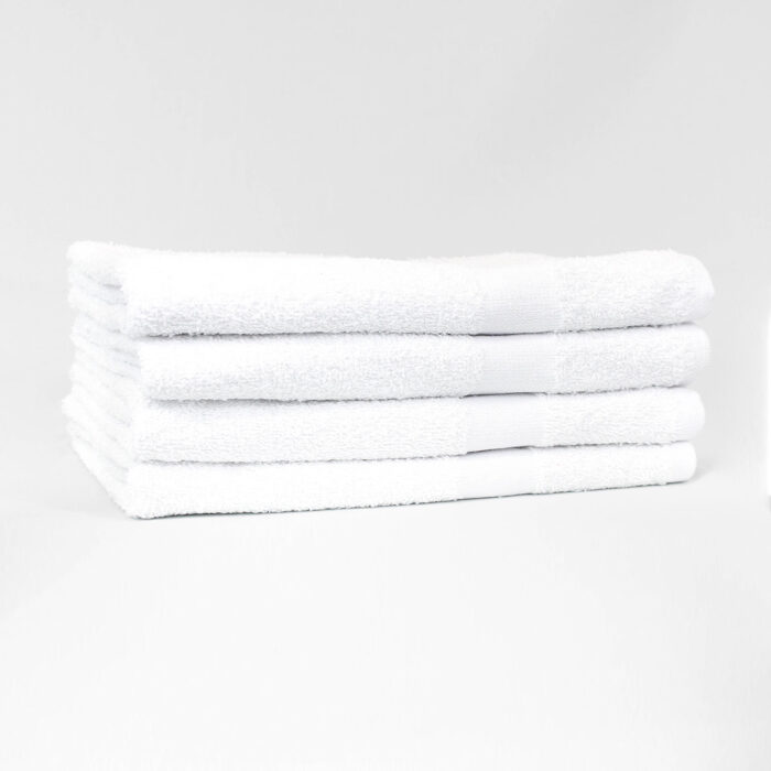 Stack of 24x48 Economy White Bath Shower Towels