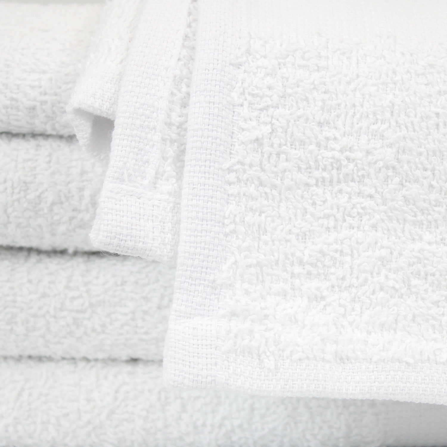 Closeup of 24x48 Economy White Bath Shower Towels