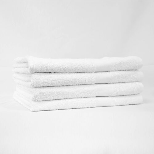 Stack of 24x50 White Bath Towels 10.50lb