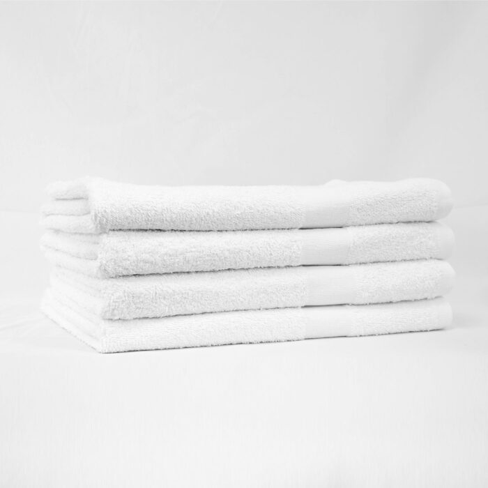 Stack of 24x50 White Bath Towels 10.50lb