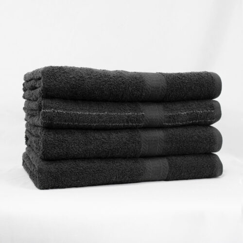 Stack of 27x52 Black Bath Towels