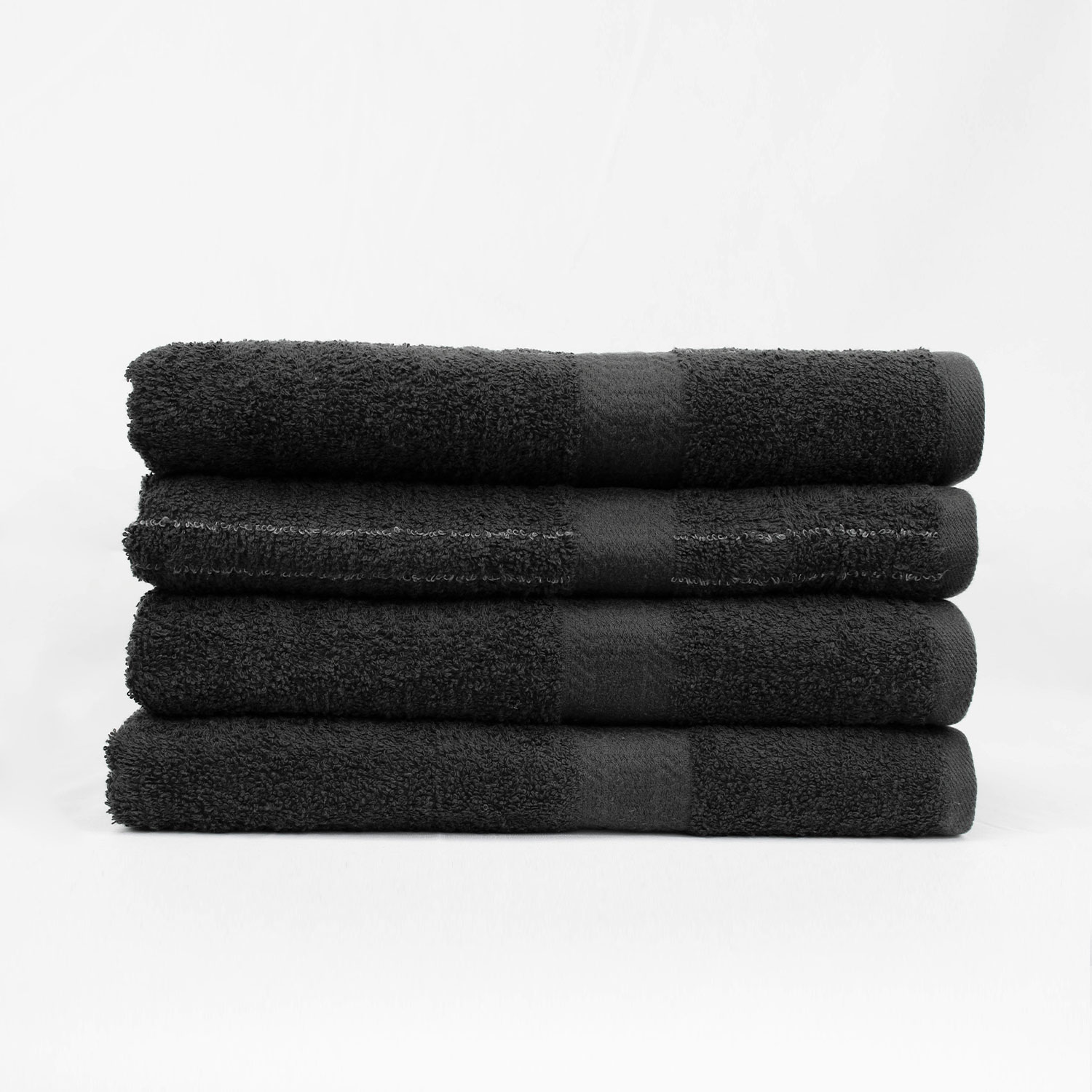 Stack of 27x52 Black Bath Towels