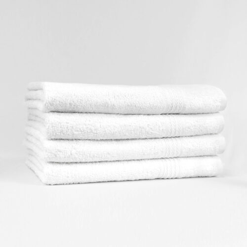 Stack of 27x54 Premium White Bath Towels - 14lbs/dz