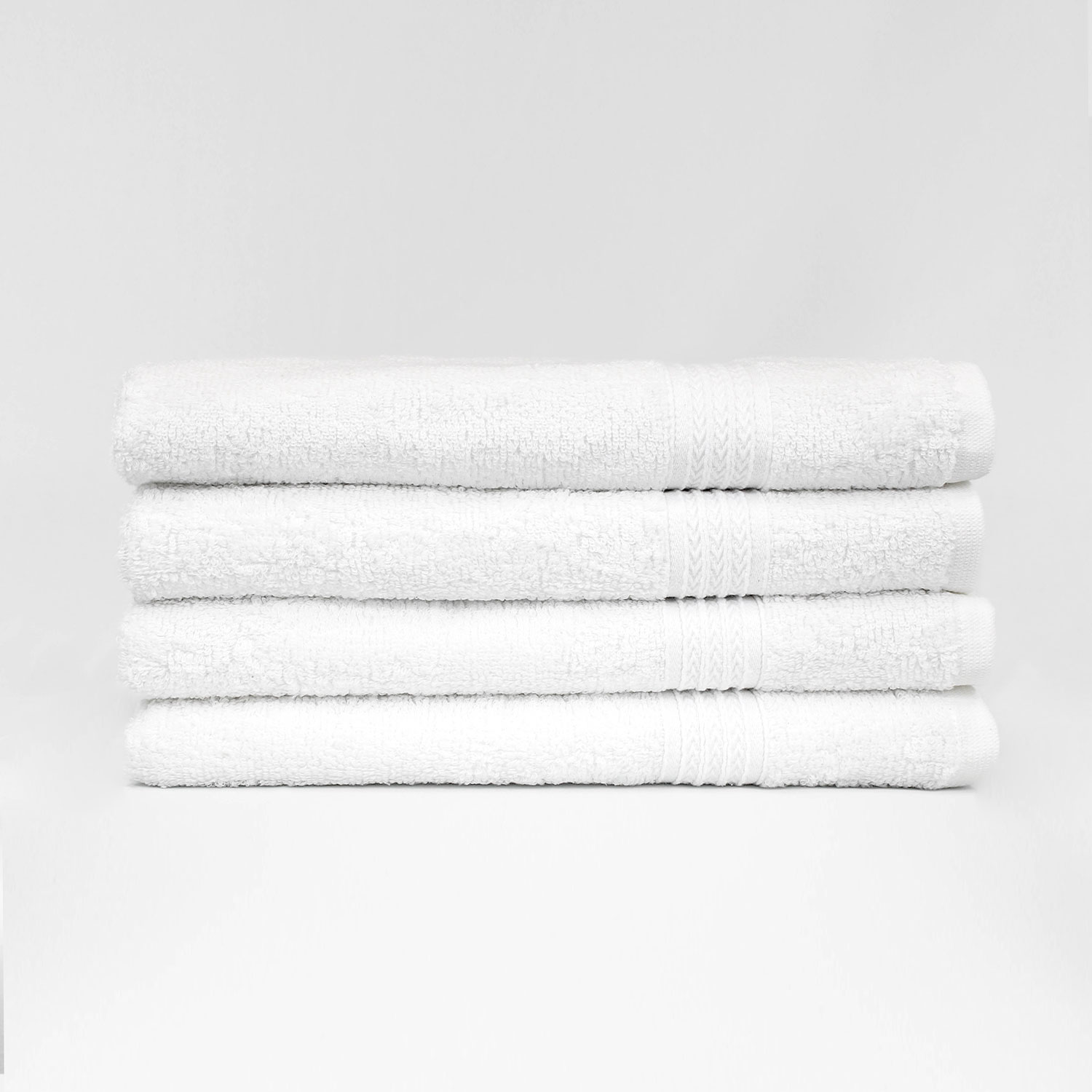 Stack of 27x54 Premium White Bath Towels - 14lbs/dz