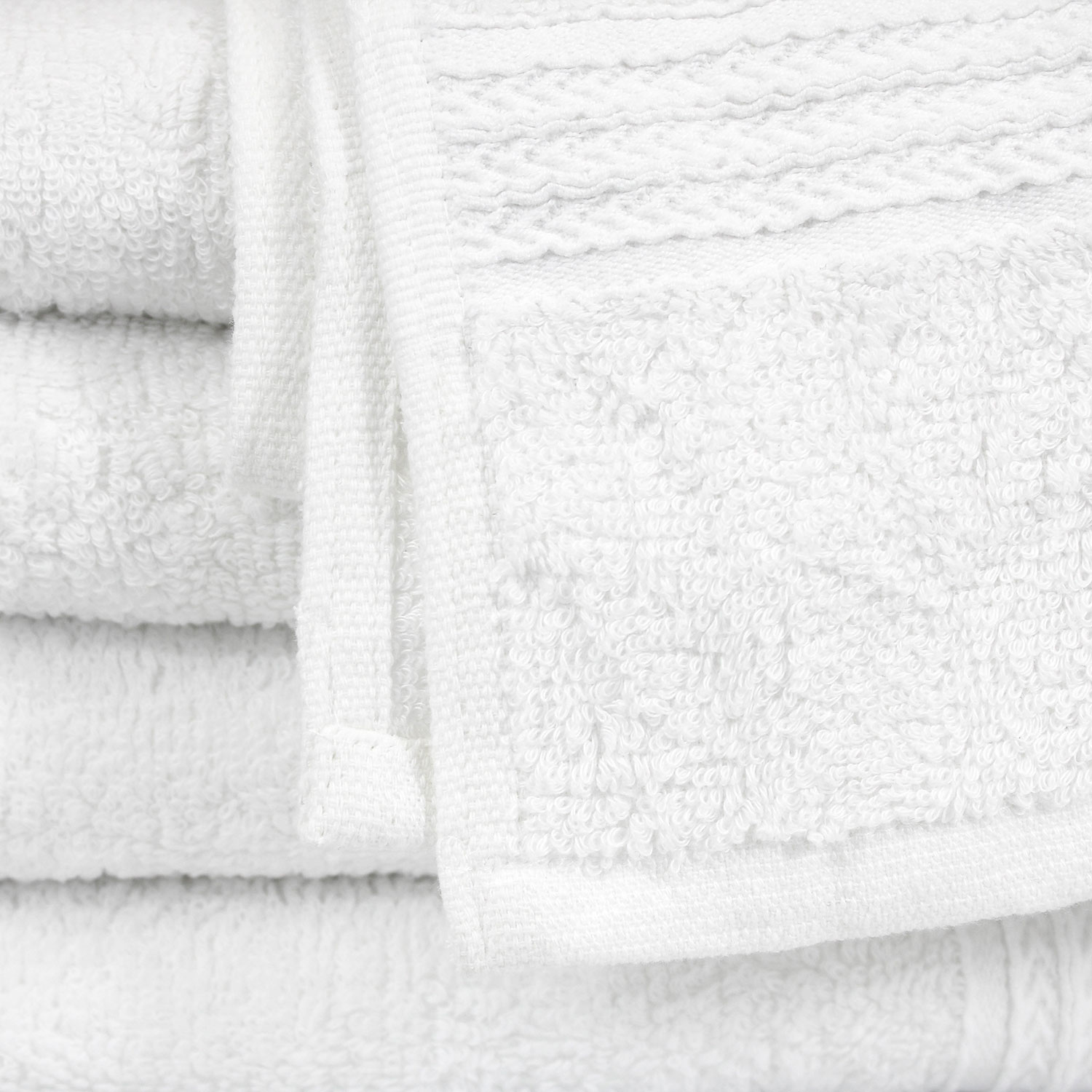 Closeup of 27x54 Premium White Bath Towels